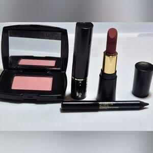 Lancome 4 Piece Travel Bundle; Blush, Mascara, Lipstick and Eyeliner